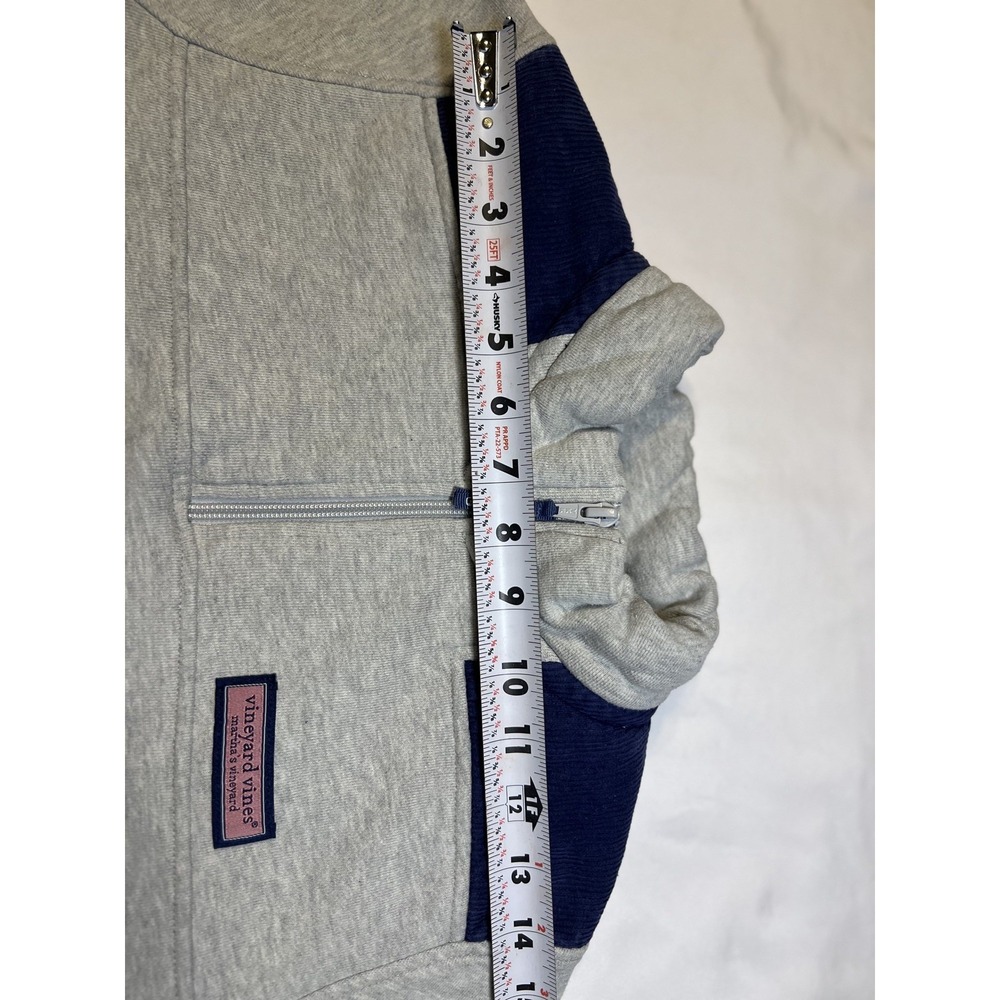 Vineyard Vines Sweater  Kids XL (18) Gray & Blue 1/4 Zip Pullover Preppy Casual - Picture 11 of 12